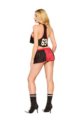 Dreamgirl Tackle Me One Size Black and Red Erotic Crop Top Costumes